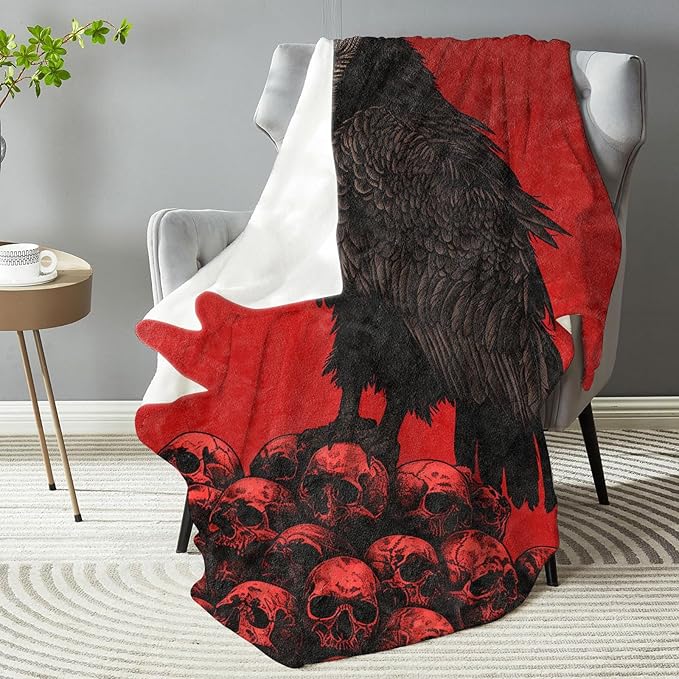 Funny Vulture Skull Plush Throw Blanket - Soft, Comfy, Lightweight, Warm, and Fuzzy - Ideal Gift for Men and Boys - Perfect for Couch, Bedroom, Travel, Bed - 50x60 inches