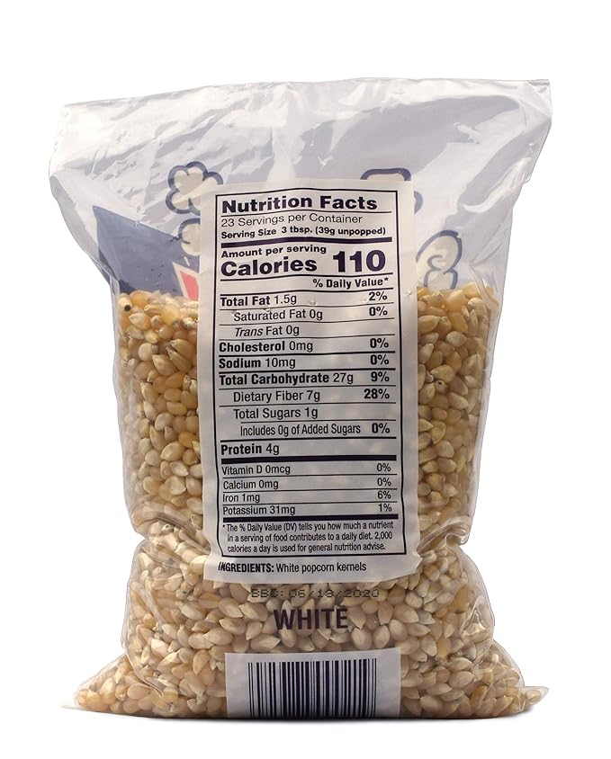 Snappy White Popcorn Kernels for Popping with Popcorn Machine, Air Popper or Stove Top, 2lb Bags, 12 Pack