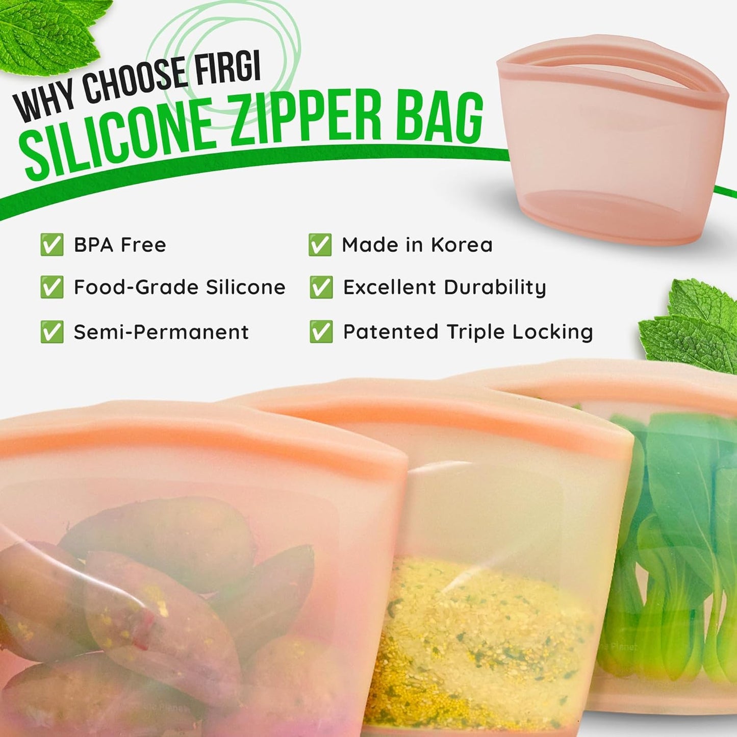Reusable Silicone Food Storage Bags 3Set Airtight food Storage Containers Food Grade Silicone Snack Bags, BPA Free Food Storage Container, Microwave Safe, Sous Vide Container, Brown, 17oz+29oz+51oz