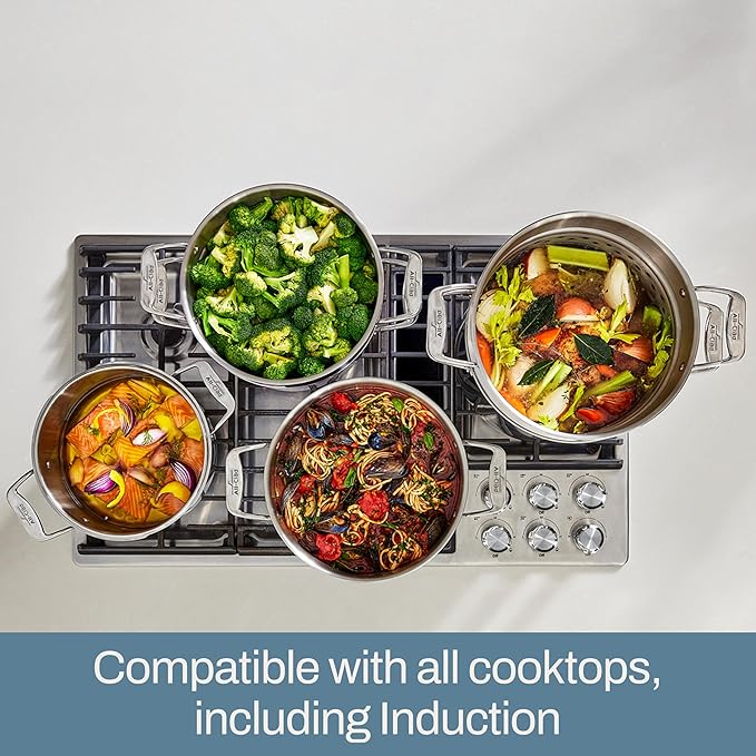 All-Clad Stockpot 12 qt Stainless Steel Multipot With Insert & Lid, Stainless Steel Pot, Induction, Oven Broiler Safe 600F Skillet, Professional Cookware, Silver