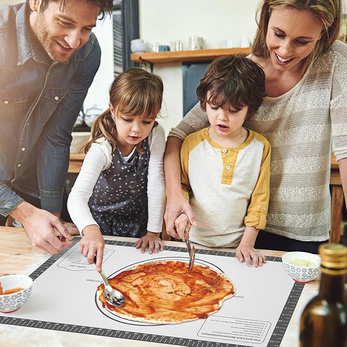 Non Stick Silicone Pastry Mat for Dough Rolling, Silicone Mat for Baking Pizza, Macaron, Pie Crust Pizza and Cookies Large Silicone Fondant Mat, Silicone Macaron Baking Mat