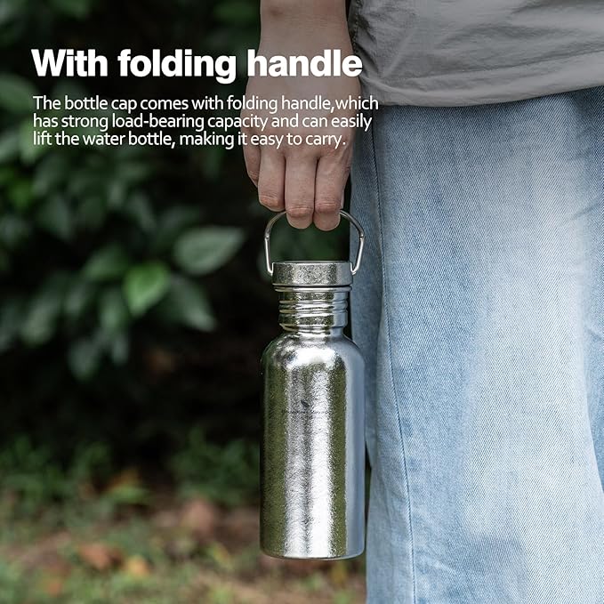 Boundless Voyage Titanium Water Bottle with Lid Wide Mouth Leak-Proof Reusable Sport Drinking Bottle for Camping Hiking Picnic Climbing Running Tea Coffee (420ml-glossy)