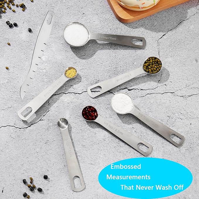AIKEXIN 20-Piece Measuring Cups and Spoons Set, Nesting Stainless Steel Measuring Cups Spoons with Plastic Measuring Cup for Dry and Liquid Ingredients, Kitchen Cooking & Baking Gadgets