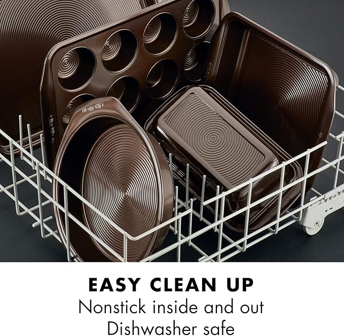 Circulon 47110 Nonstick Bakeware Set with Cookie and Cake Pans 3 Piece Chocolate