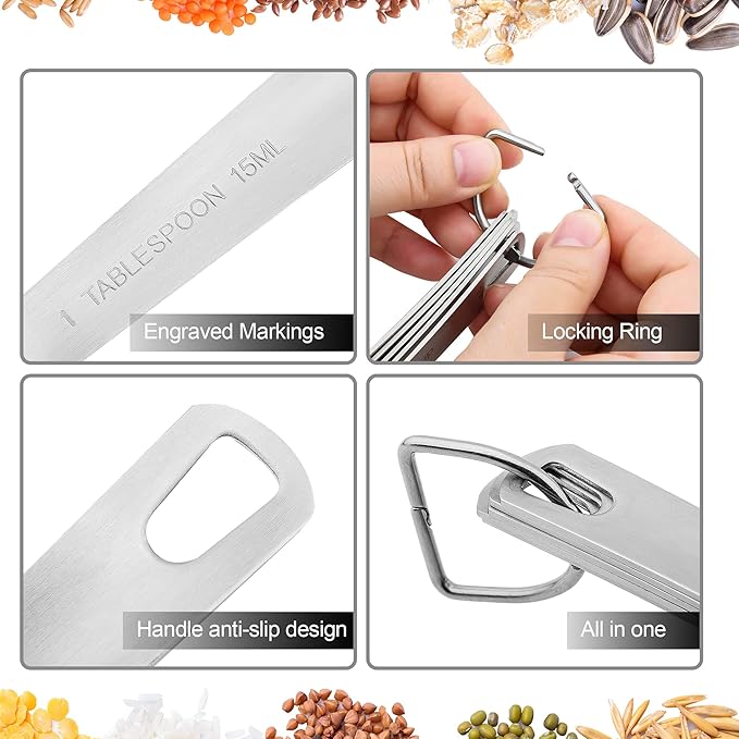 Measuring Cups Set, 18/8 Stainless Steel Measuring Cups for Kitchen and Baking Measure Cups Set of 8