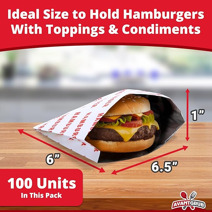 Retro, Grease Proof Burger Wrappers 100pk. Great BPA Free Cookout Supply. Pro Quality Bulk Hamburger Bags Are Large and Insulated. Allergen Friendly BBQ Foil Paper Perfect For Baseball Themed Party.
