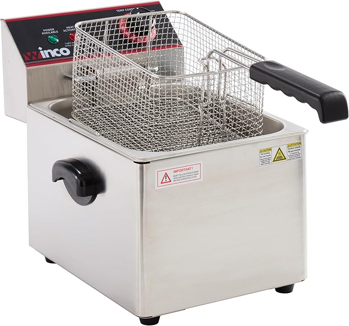 Winco EFS-16 Deep Fryer, electric, countertop single well, Silver, 16.14 x 9.65 x 13.58 inches
