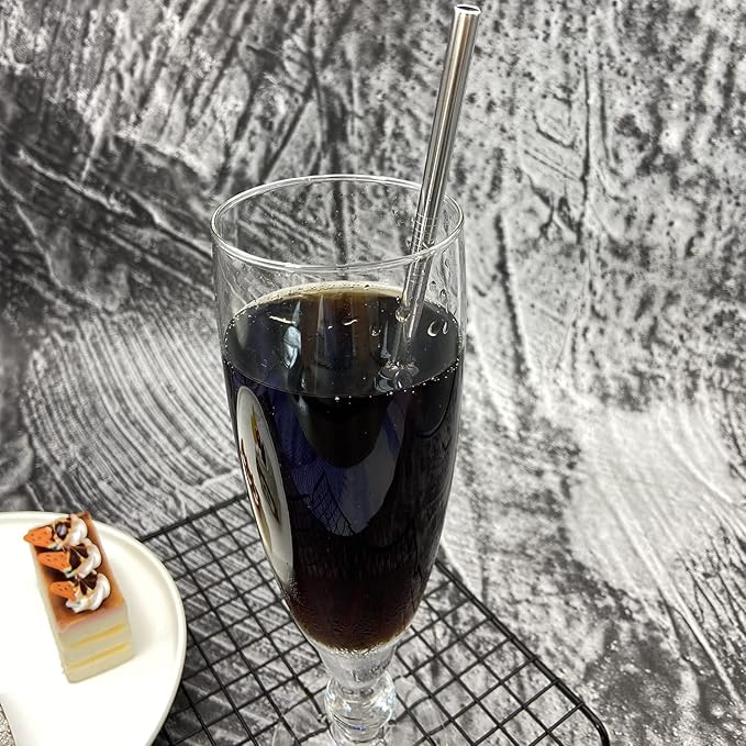 Stainless Steel Straw 24pcs In Bulk.Ultra Long 10.5" Reusable Straight Metal Straws in Bulk Order for Drinks (10.5" - Silver, 24pcs - Straight)