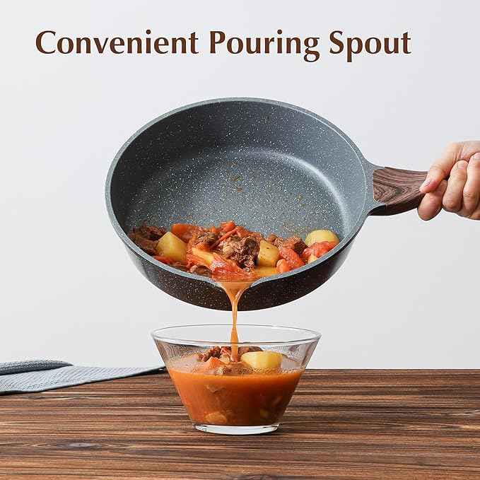SENSARTE Nonstick Cookware Set 16-Piece, Healthy Pots and Pans Set, Non-stick Kitchen Cooking Set with Stay-Cool Handles, Silicone Utensils and Pot Protectors, PFOA Free