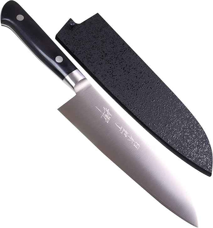 Kagayaki Japanese Chef’s Knife, KGR2-2 Professional Santoku Knife, R-2 Special Steel Pro Kitchen Knife with Ergonomic Pakka Wood Handle, 6.8 inch