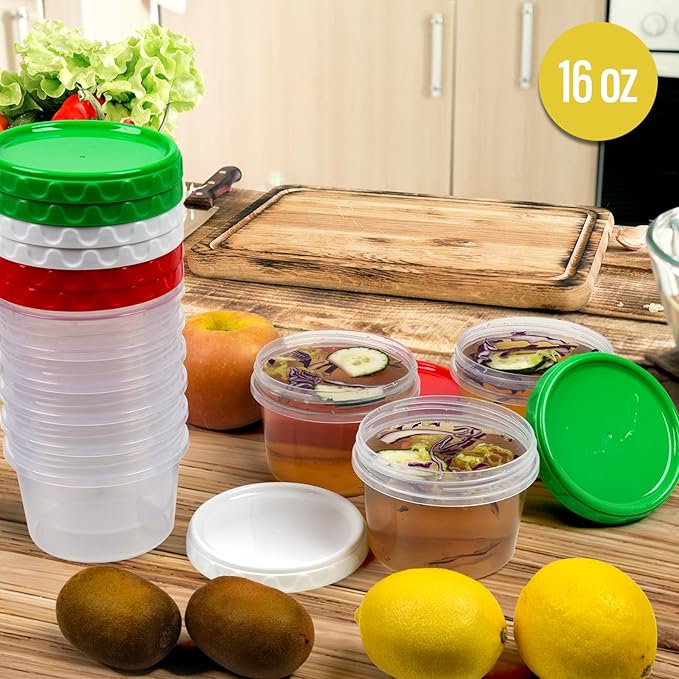 EONJOE 16 oz Plastic Freezer Containers with Lids 2 Cup Food Storage Container BPA Free Stackable Airtight Dishwasher Safe,6 Pack