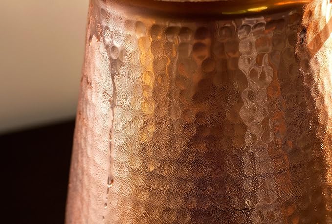 Kosdeg - Copper Pitcher With Lid - 68 Oz - Drink More Water, Lower Your Sugar Intake And Enjoy The Health Benefits - Pure Copper Handmade Hammered Jug, The Best Bedside Carafe - Heavy Gauge