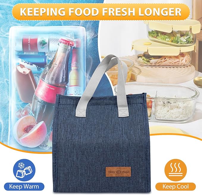 VZZNN 24 Pack Lunch Bags Bulk,Insulated Reusable Lunch Bags with Aluminum for Women Men,Leakproof Tote Large Lunch Box for Office,Work,Beach or Travel,Multicolor