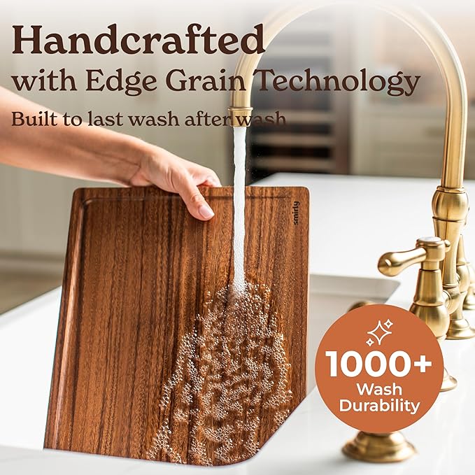 SMIRLY Walnut Wood Cutting Boards for Kitchen, Set of 2 Large - Small, Walnut Wooden Cutting Board Set with Deep Juice Grooves, Non Toxic Serving Tray