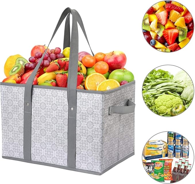 WISELIFE Reusable Grocery Bags [4 Pack],Large Grocery Tote Bag Water Resistant Shopping Bags Foldable Grocery Bag for Clothes,Shoes and Picnic