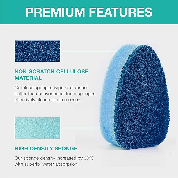 Non Scratch Dishwand Refills Handle, Dish Wand Refill Pack, 6 Heavy Duty Replacement Sponge Heads Set, Heavy Duty Scrub Dots Brushes Soap Dispenser, Non Scratch Dispensing Scrubbers