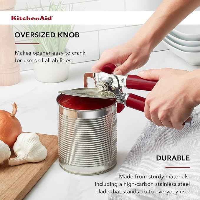 KitchenAid Classic Multifunction Can Opener and Bottle Opener Easy to Use,Razor Sharp Stainless Steel Cutting Wheel,Soft Ergonomic Handles,Empire Red,(Pack of 12)