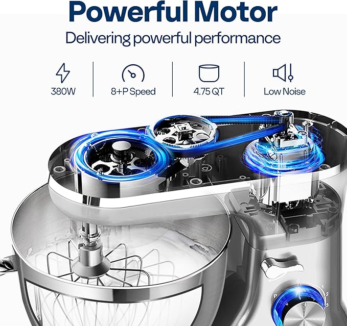 VIVOHOME 4.75 Quart Stand Mixer, 8 Speed Kitchen Electric Food Mixer with VIVOHOME Stand Mixer, 660W 10 Speed 6 Quart Tilt-Head Kitchen Electric Food Mixer