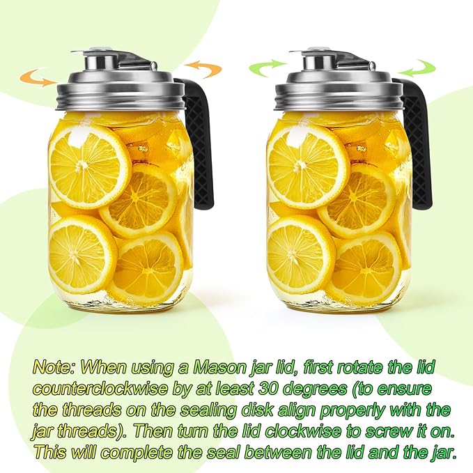 Mason Jar Pour Spout Lid Stainless Steel with Handle, Wide Mouth Pour Spout Flip Cap Lids for Mason Jars, Anticracking Leak Proof Seal Cover Airtight for Drinking Salad Dressing & Food Storing(4PCS)