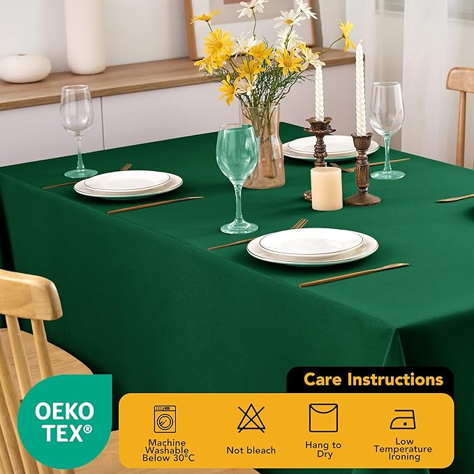 6-Pack Hunter Green Tablecloths for Rectangle Tables, 90 x 156 Inches, Stain-Resistant Polyester Fabric for 8 Foot Tables - Washable Table Covers for Weddings, Birthday Parties, Events