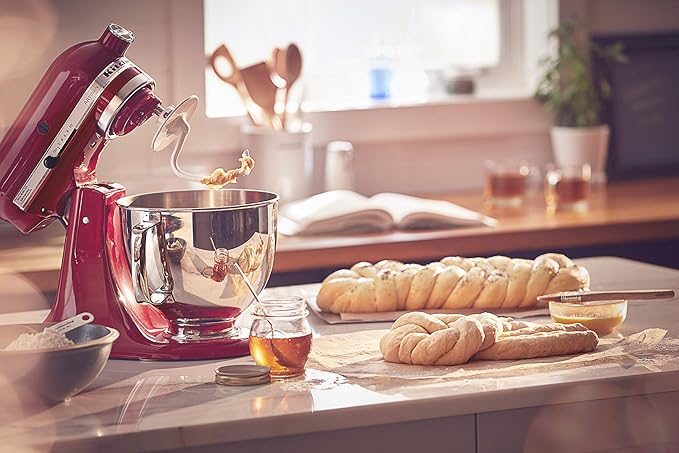 KitchenAid Value Bundle Artisan Series 5 Quart Tilt-Head Stand Mixer with Included Flex Edge Beater, KSM150FEER, Empire Red