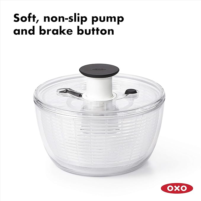 Cosco 11408PBL1E Three Big Folding Step Stool with Rubber Hand Grip, Platinum and OXO Good Grips Large Salad Spinner