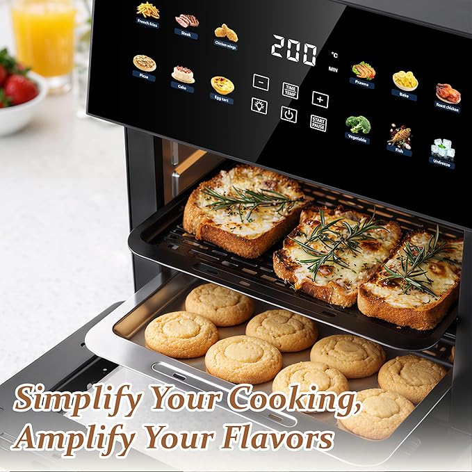 12QT Air Fryer Oven, 8-in-1 Air Fryer Toaster Oven Combo with 8 Presets, Family Size Countertop Oven with 2 Baking Racks & Gloves for Roasting, Baking, and Air Frying, Easy to Clean
