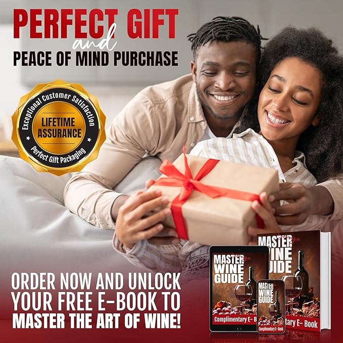 Electric Wine Opener Set, 5-in-1 Battery Operated Electric Bottle Opener With Foil Cutter, Wine Pourer, Vacuum Stopper and Storage Case. Ideal Gift for Wine Lovers, Free E-book included.