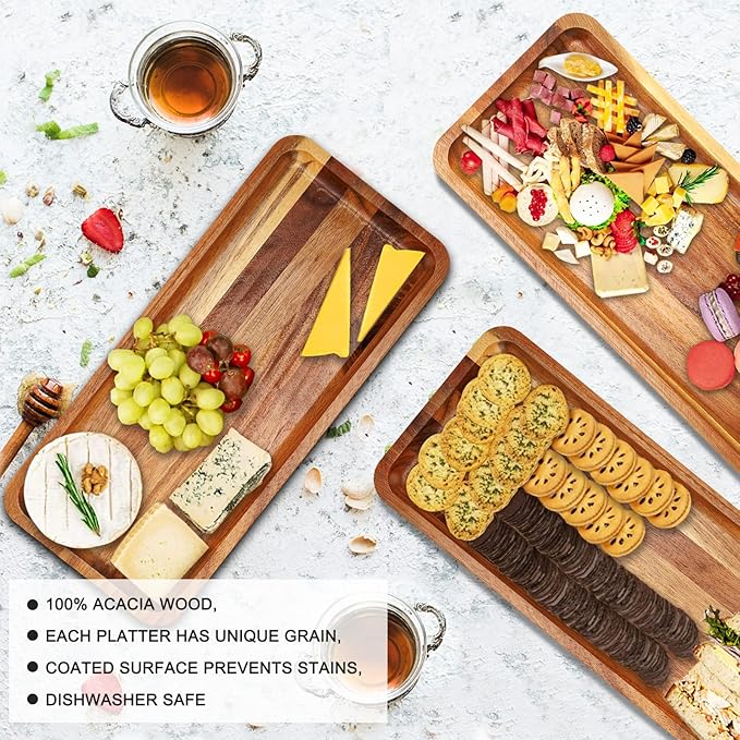 Manspdier Middle Size 3 Tier Cupcake Stand & Towers Serving Tray for Party, Acacia Wooden Dessert Table Display Set, Decorative Tiered Decor Small Chees Charcuterie Boards Rustic Wood Platters Trays