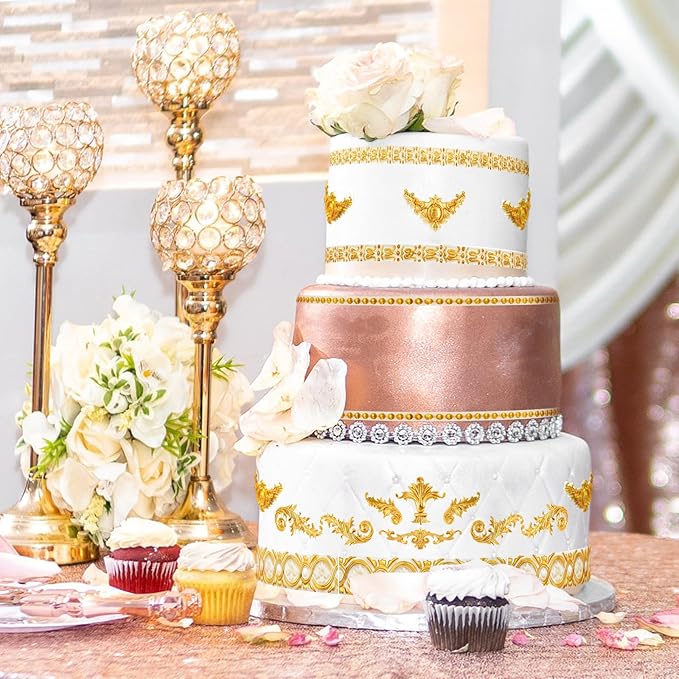 JOERSH 3PCS Baroque Silicone Molds Scroll Border Mold Baroque Clay Mold Fondant Molds for Wedding Birthday Cake Decorating, Chocolate, Sugar, Clay Crafts
