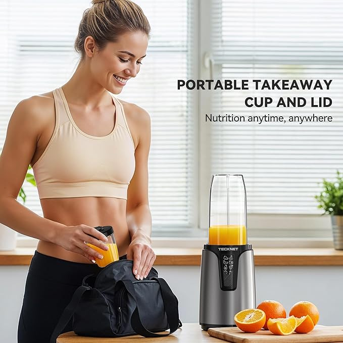 TECKNET 25000RPM Bullet Blender for Smoothies, 1000W Small Personal Nutri Blender for Protein Shakes and Smoothies, Coffee Mixer with 2 BPA-Free Cup (17oz & 10oz), Portable Countertop Grinder Kitchen