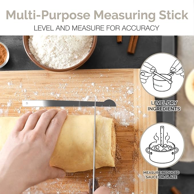 CuttleLab 22-Piece Stainless Steel Measuring Cups and Spoons Set, Tad Dash Pinch Smidgen Drop Mini Measuring Spoons, Measuring Stick Leveler, Measurement Conversion Chart Fridge Magnet, (Charcoal)