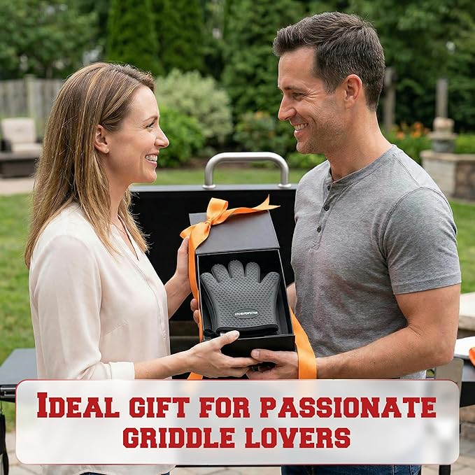 KITCHEN PERFECTION XL Silicone Oven & Griddle Gloves -Extreme Heat Resistant BBQ & Grilling Gloves -Handle Hot Food Right on Your Griddle |Waterproof Oven Mitts Grill Gloves |Superior Set+3 Bonuses