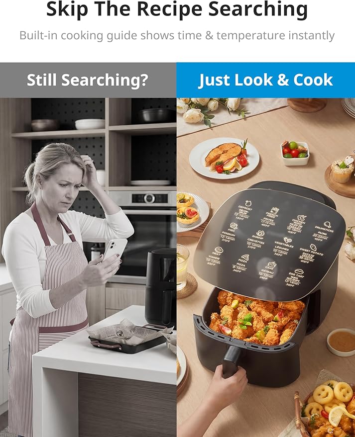 COMFEE' Compact 2.1 Quart Air Fryer with 12 Presets Menu Options, Adjustable Timer & Temperature Control 180-400 degrees F, Dishwasher-Safe Nonstick Fry Basket