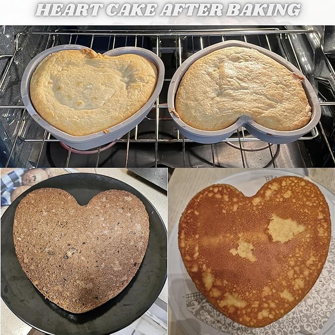 Heart Shaped Cake Pans 8 Inch – 1 PCS Nonstick Silicone Heart Cake Pan for Baking, Oven & Microwave Safe Molds – Durable, Easy-Clean Matte Surface - Grade Novelty Shaped Cake Pans (Grey)