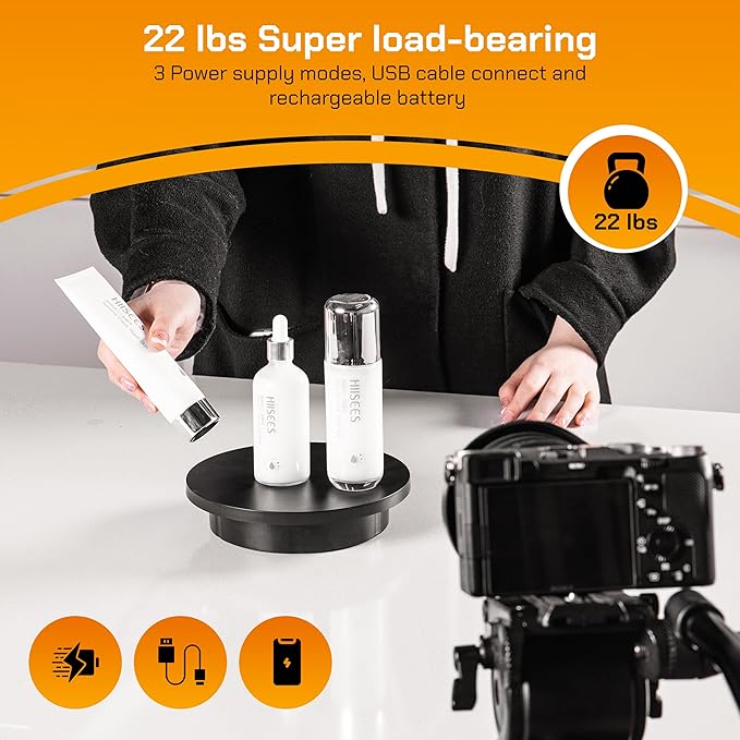 Remote control Motorized Rotating Display stand - 360° Electric Rotating Platform | 3-in-1 Sizes - 5.74", 7.08" and 8.66" Replacement Covers - Rechargeable Turn Table - Live Streaming & Photography