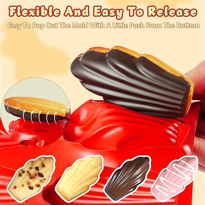 3Pcs Silicone Madeleine Pan for Baking, 10-Cavity Madeleine Mold for Madeleine, Non-stick Madeleine Bakeware for Cookies(Regular(10-Cavity) 3Pcs)