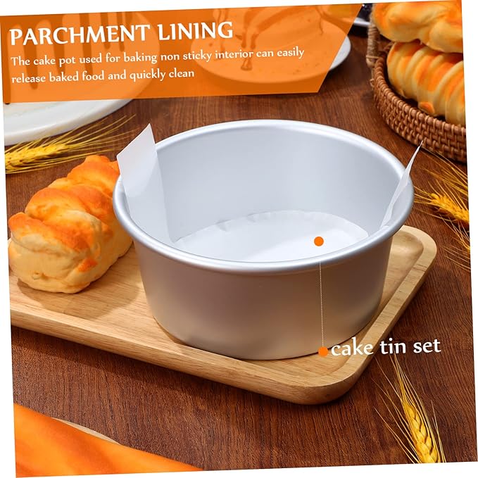Cabilock Round Cake Molds Set with Parchment Liners Non-stick Detachable Bottom Baking Tins for Cheesecakes Mousses and Fruit Cakes High Temperature Resistant Baking Included