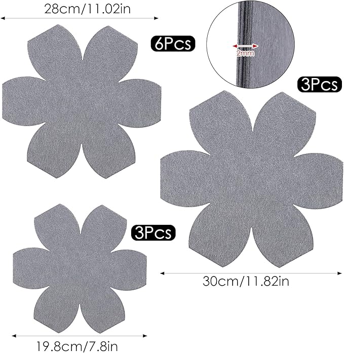 Felt Pot and Pan Protectors for Stacking, 12 Pieces in 3 Sizes, Extra Thick Divider Non-Slip Cookware Dividers Scratch-Resistant Pads for Nonstick Ceramic Glass Metal Pans