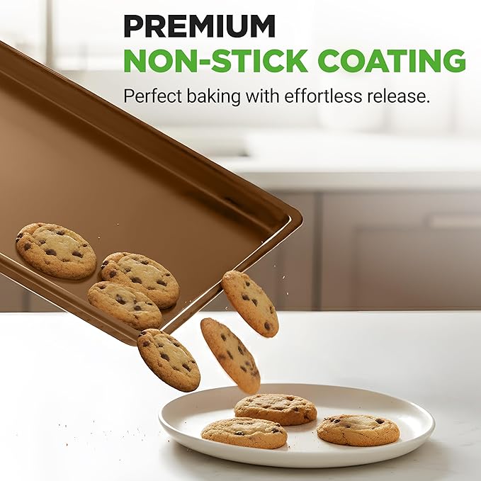 NutriChef 8-Pack Nonstick XL Cookie Sheets for Baking - 22" x 16" Extra Large Carbon Steel Oven Baking Trays - Non Stick Coating, Stackable Baking Pans