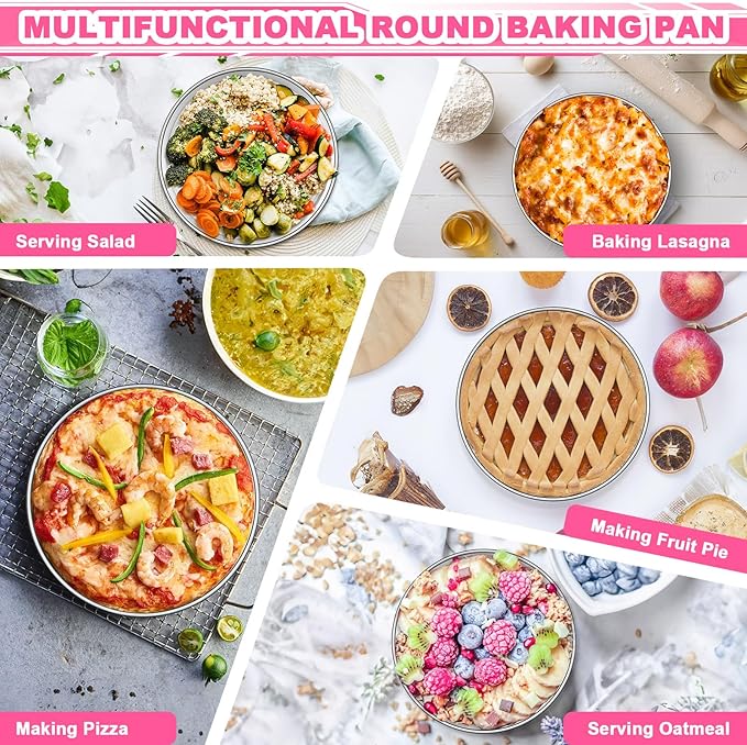EWFEN 6 Inch Cake Pan Set of 2, Stainless Steel Round Layer Cake Baking Pans Tins, Non-Toxic & Healthy, Leak-proof & Easy Clean & Dishwasher Safe