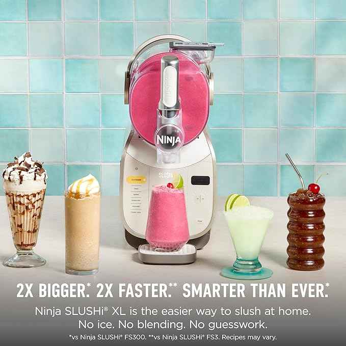 Ninja SLUSHi XL Smart Frozen Drink Maker & Slushi Machine | With SlushAssist Technology |128 oz. Capacity | Sodas, Margaritas, Frappes, Milkshakes & More | Crema | FS601BR