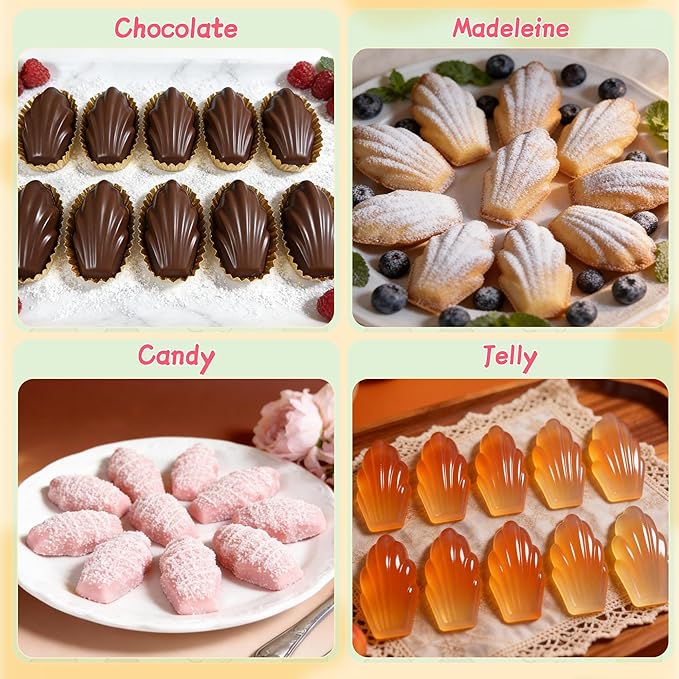 3Pcs Silicone Madeleine Pan for Baking, 10-Cavity Madeleine Mold for Madeleine, Non-stick Madeleine Bakeware for Cookies(Regular(10-Cavity) 3Pcs)
