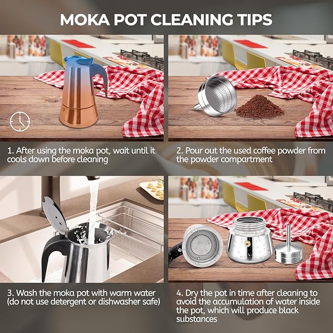 9 Cup 450ml Moka Pot Stainless Steel Espresso Coffee Maker Stovetop Coffeemaker Italian Classic Style Brewing Greca Cafe Mocha Machine for Cafeteras Lover Camping Travel and Home Use 15oz