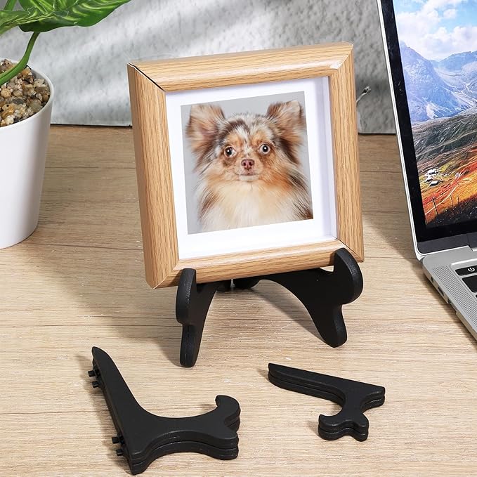 3 Pack Plastic Frame Holder Stand, 3 Size Black Plate Display Stand, Foldable Picture Stands for Display Platter, Dish, Book, Photo