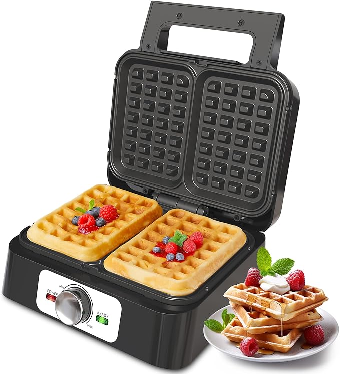 Sunvivi 2 Slices Waffle Maker: Electric Waffle Iron with Adjustable Temperature Control, Nonstick Waffle Machine with Indicator Light, Easy to Clean, Ideal for Kids and Families, Silver