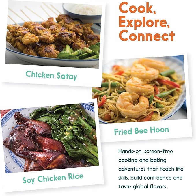 eat2explore Cooking Kits for Kids 17 Pcs – Interactive & Educational Kids Cooking Sets Real for Ages 5 and Up,3 Recipe Cards & Global Ingredients – Perfect for Families and Homeschooling (Singapore)