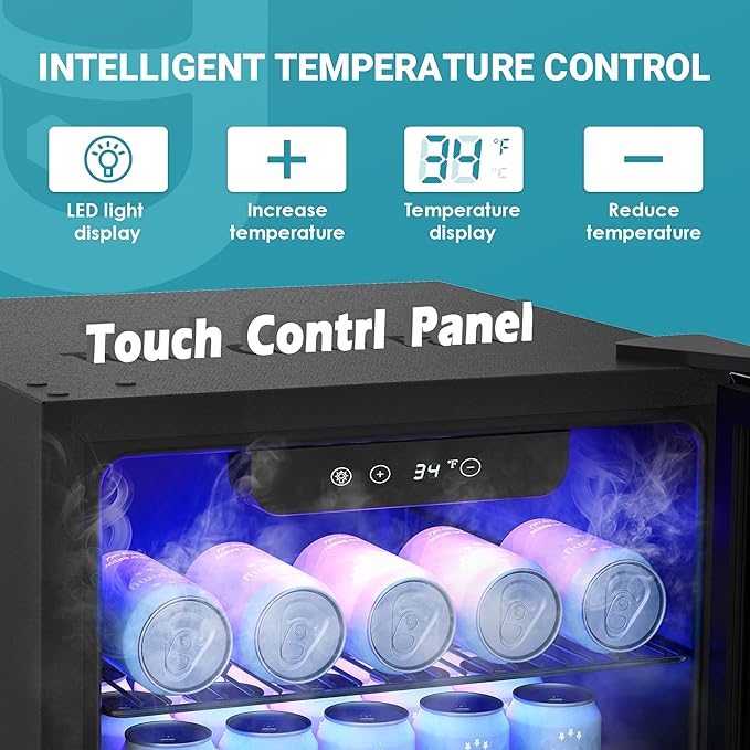 EUHOMY Beverage Refrigerator Cooler, 128 Can Mini Fridge with Glass Door for Soda Beer or Wine, Beverage Cooler for Home, Office, Bar with Adjustable Removable Shelves, Silver