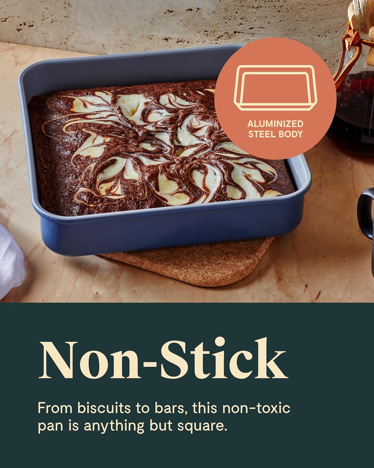 Caraway Non-Stick Ceramic 9” Square Pan - Naturally Slick Ceramic Coating - Non-Toxic, PTFE & PFOA Free - Perfect for Brownies, Lemon Bars, Cakes, & More - Sage