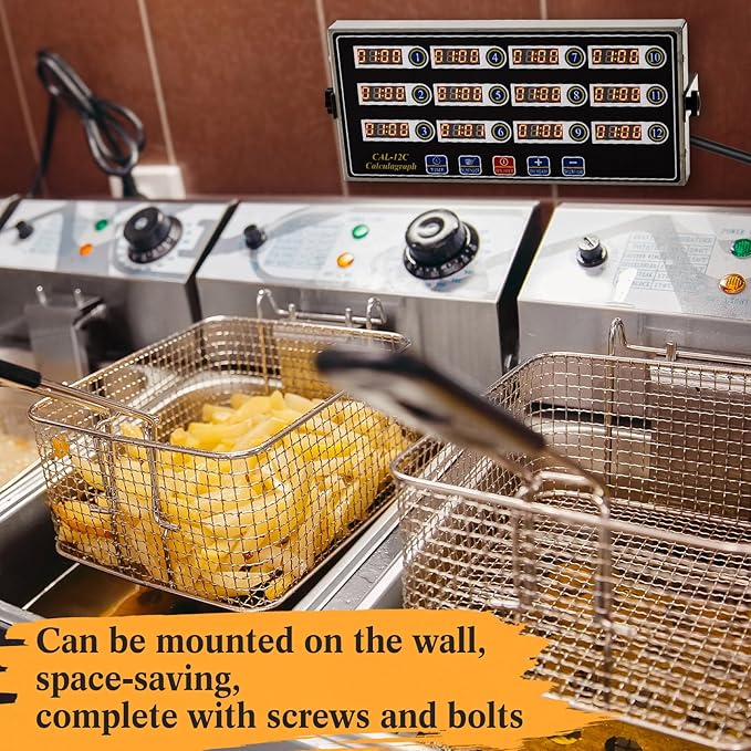Relaxweex 2 Pack Commercial 12 Channel Digital Kitchen Timer, Multi-Countdown Timer with Loud Alarm & Large LCD Display, Wall Mount or Countertop for Restaurant, Fry Station, Baking & Lab Use